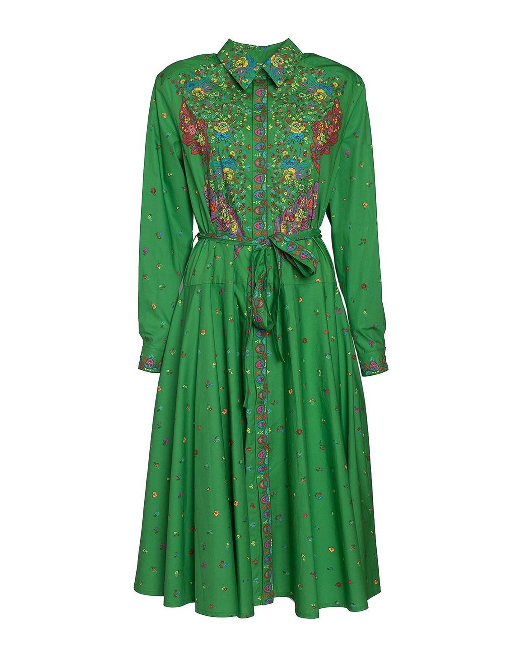 KENZO Green Paisley Flower Shirt Dress