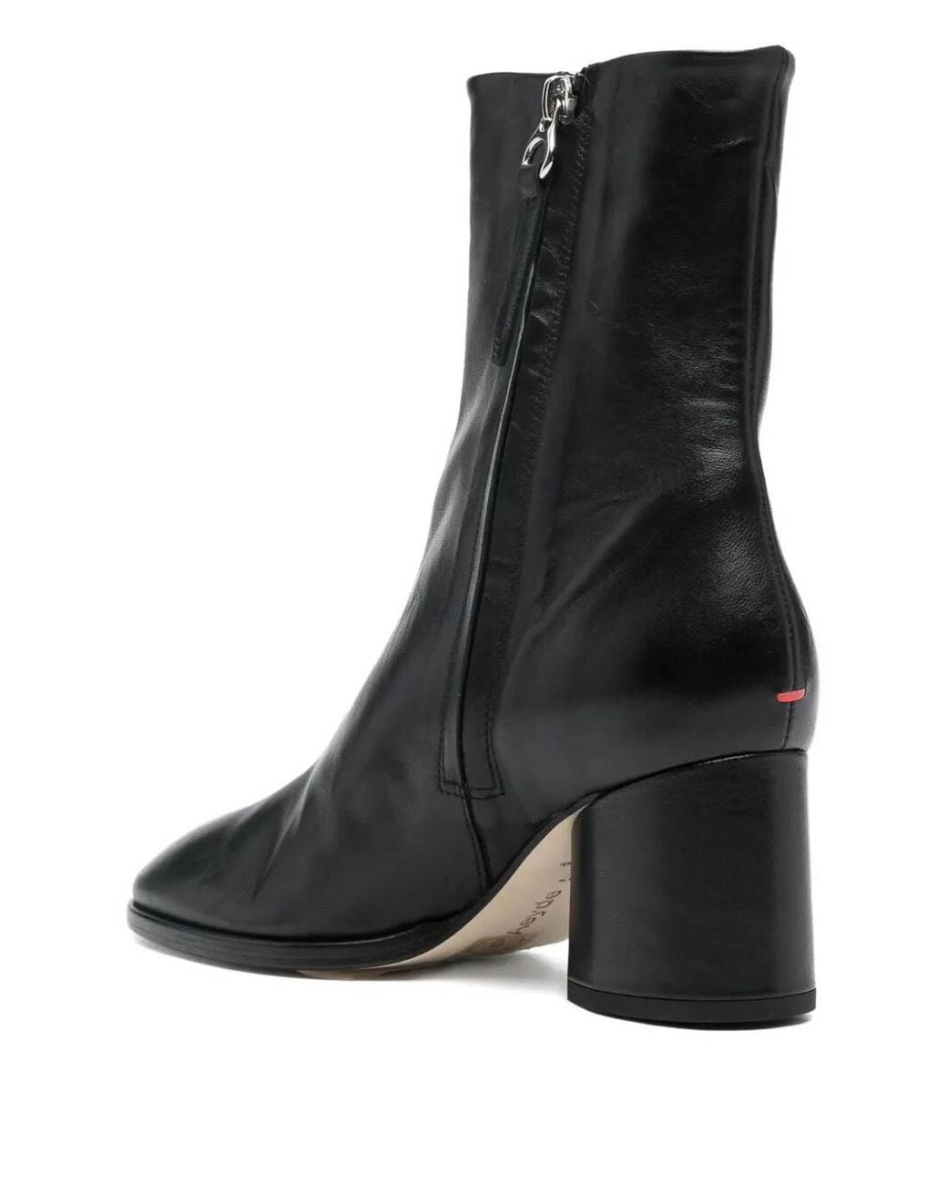 Aeyde Black Almond Toe Zipped Ankle Boots