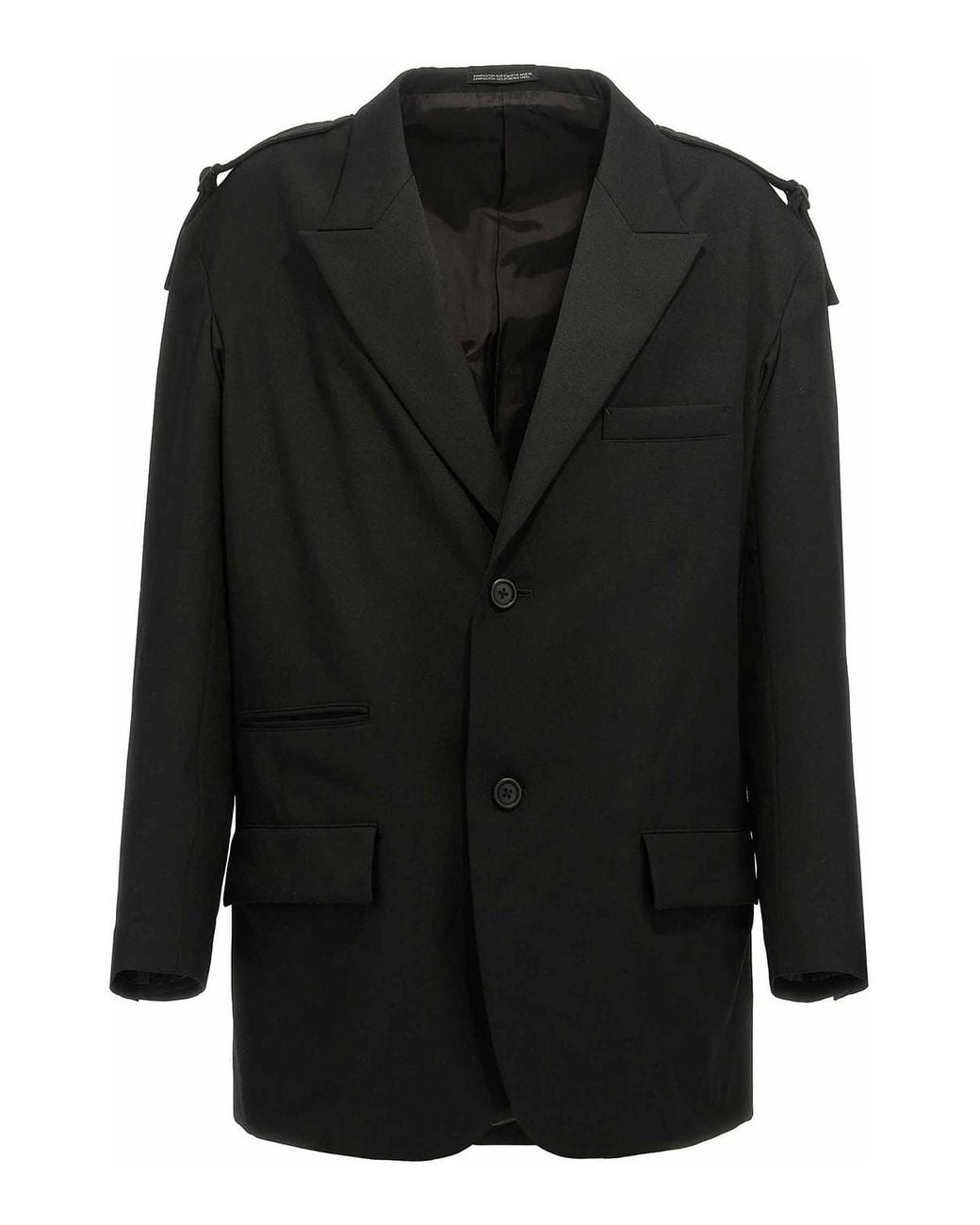 Yohji Yamamoto Black Single-Breasted Blazer With Strap Detail for men