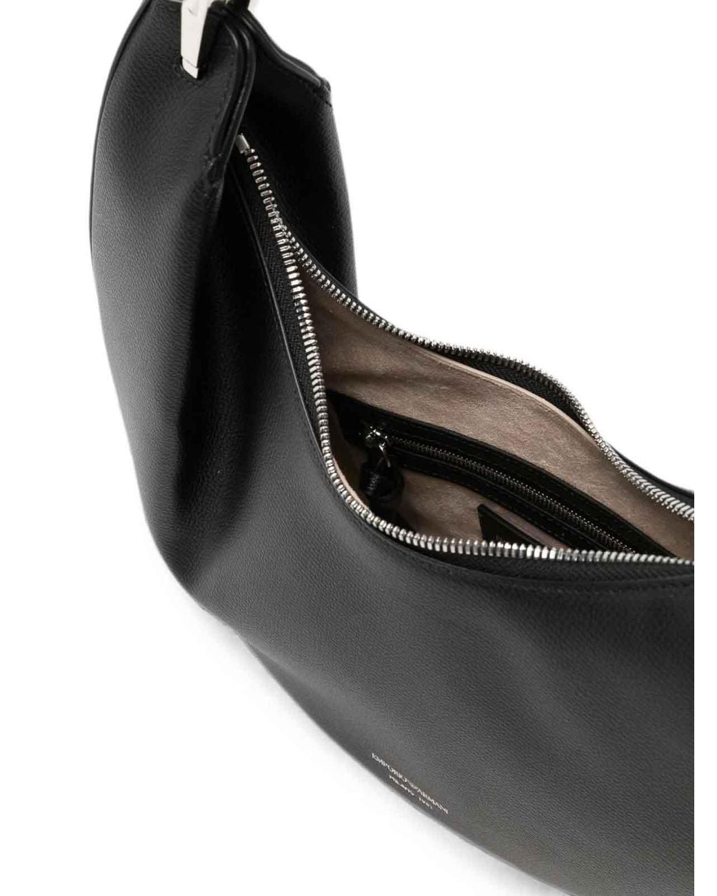 Emporio Armani Black Medium Leather Hobo Bag