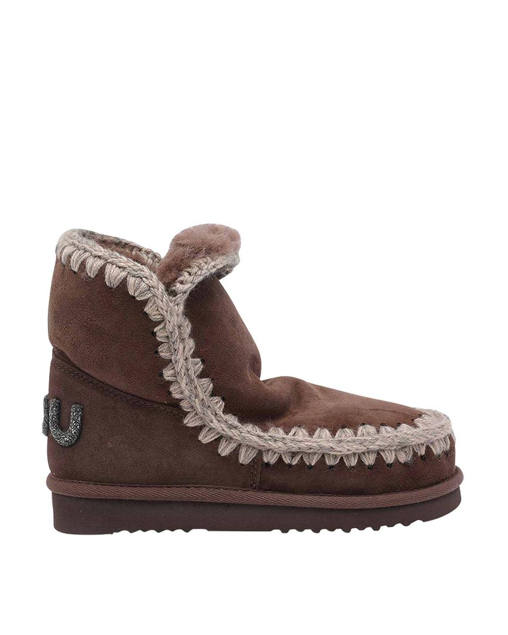 Mou Brown Eskimo 18 Glitter Logo Booties