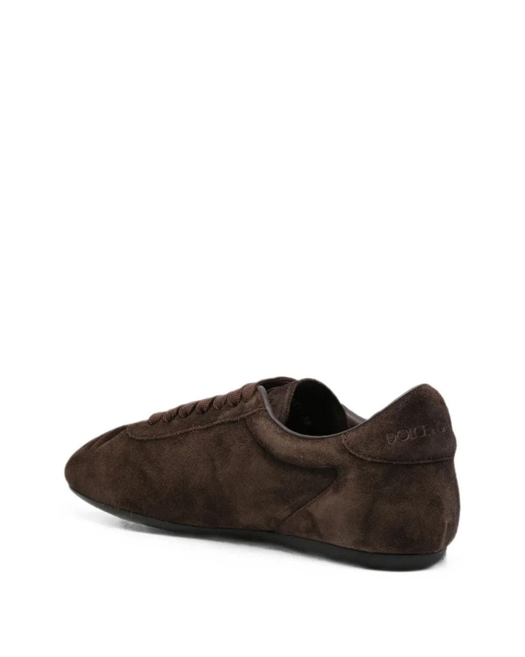 Dolce & Gabbana Brown Logo-Plaque Suede Sneakers