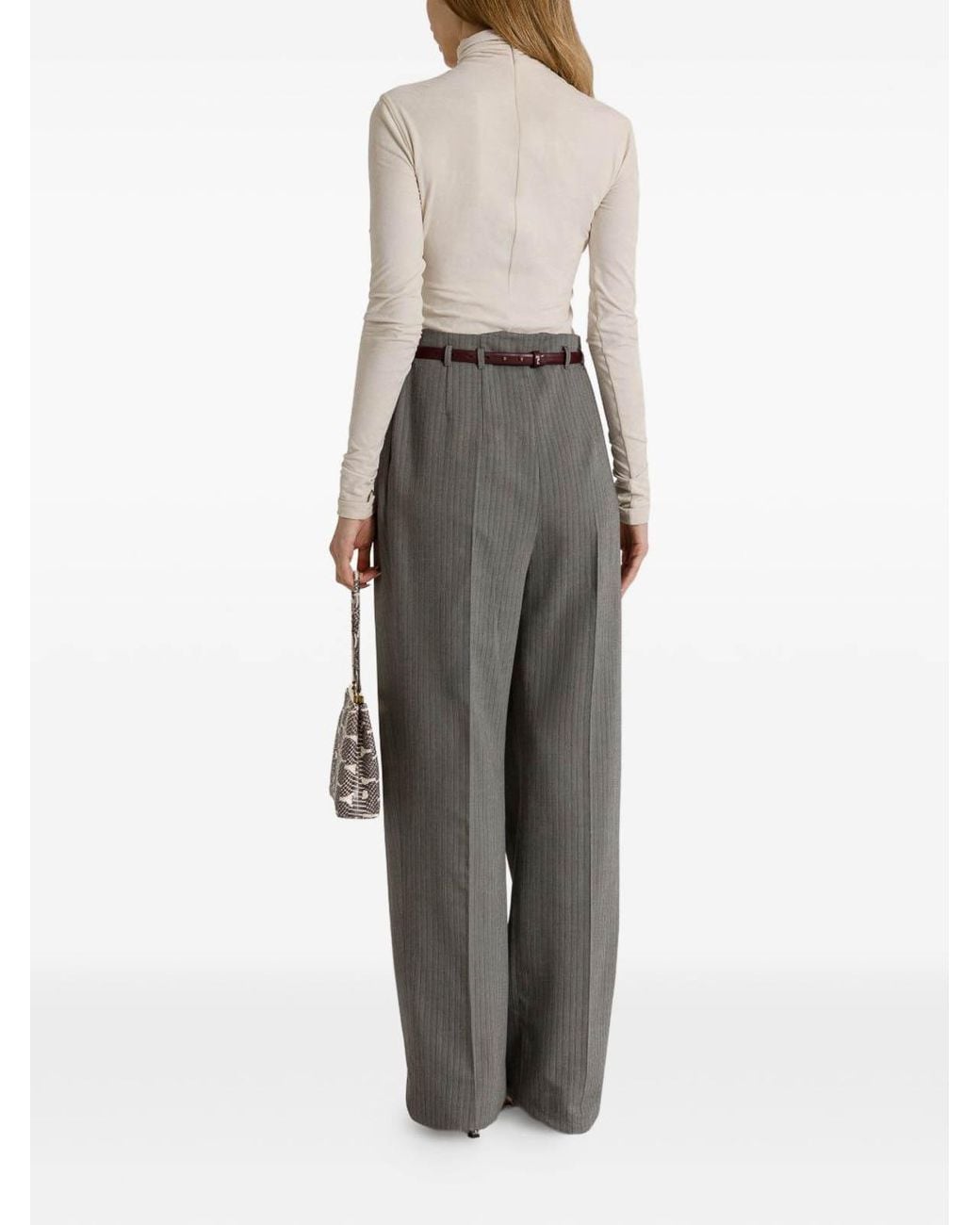 Alberta Ferretti Gray Wool Blend Tailoring Trousers
