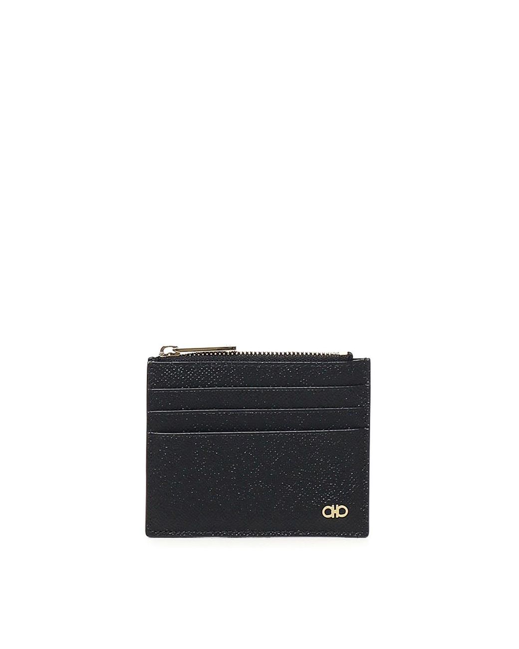 Ferragamo Black Zippered Card Holder for men