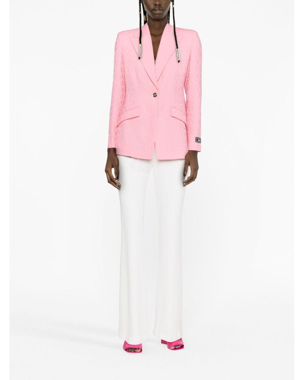 Versace Pink Logo Jacquard Blazer