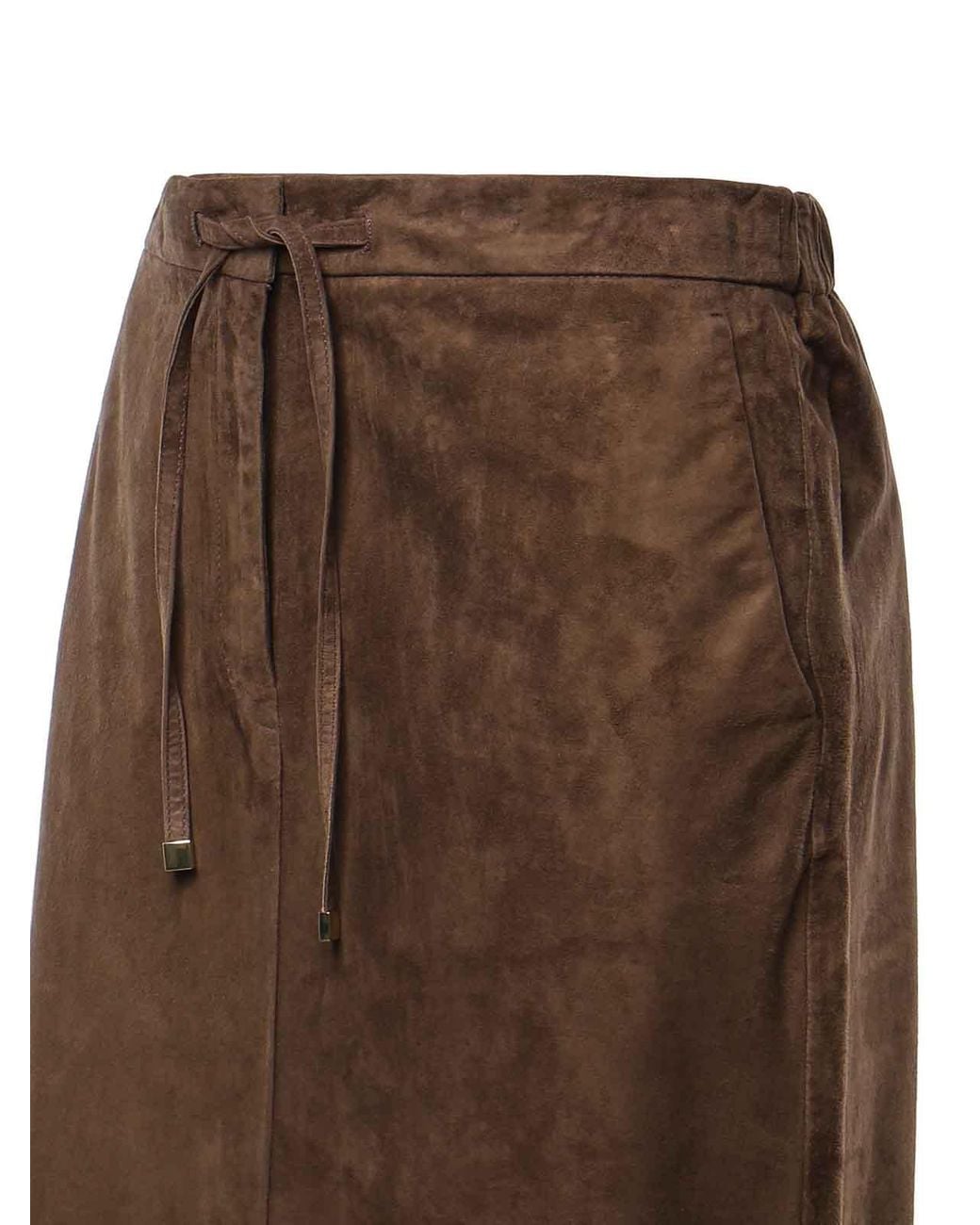 Max Mara Brown Suede Midi Skirt