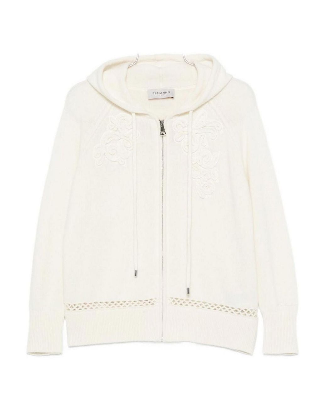 ERMANNO FIRENZE White Wool And Cashmere Hoodie