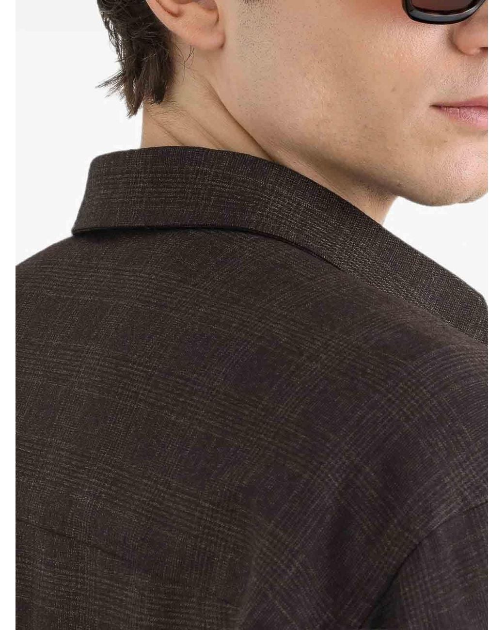 Dolce & Gabbana Black Glen Plaid Saxony Overshirt for men
