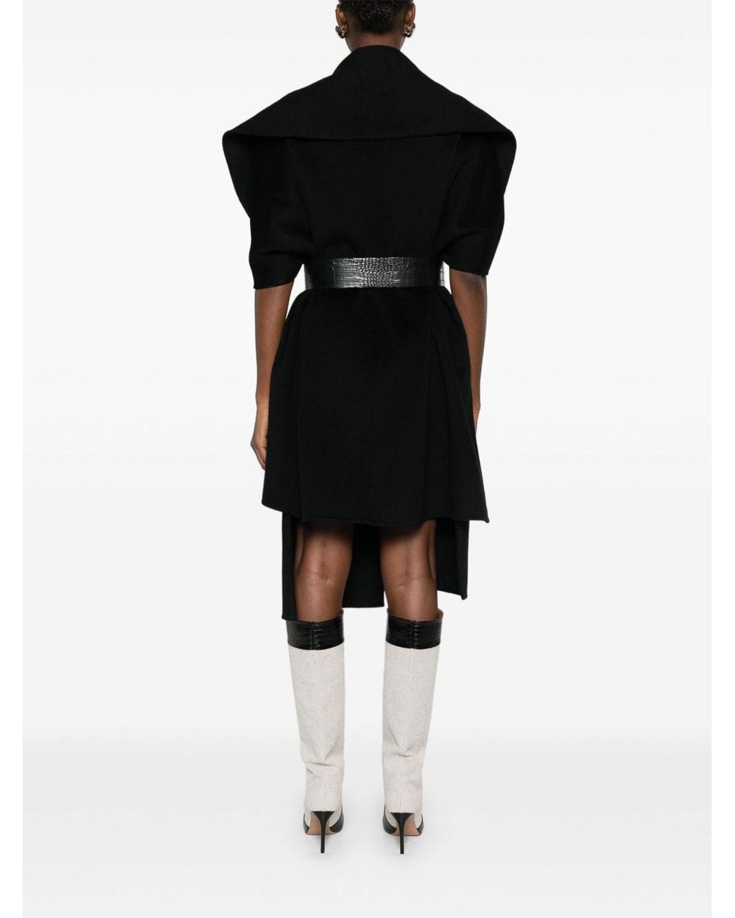 Elisabetta Franchi Black Wool Belted Coat