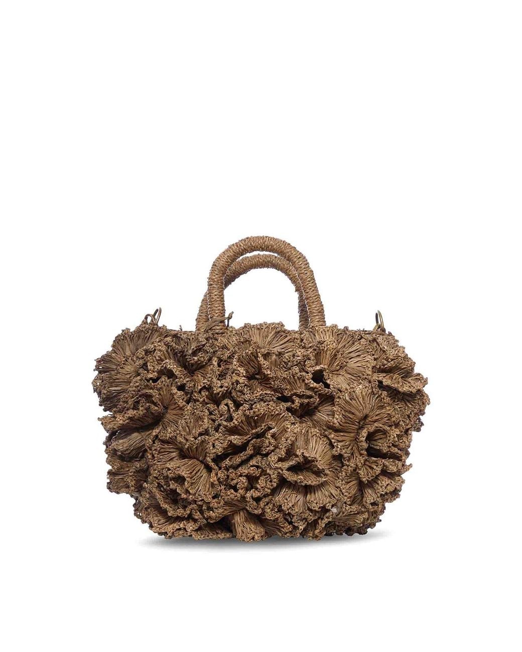 IBELIV Brown Coral Raffia Bag