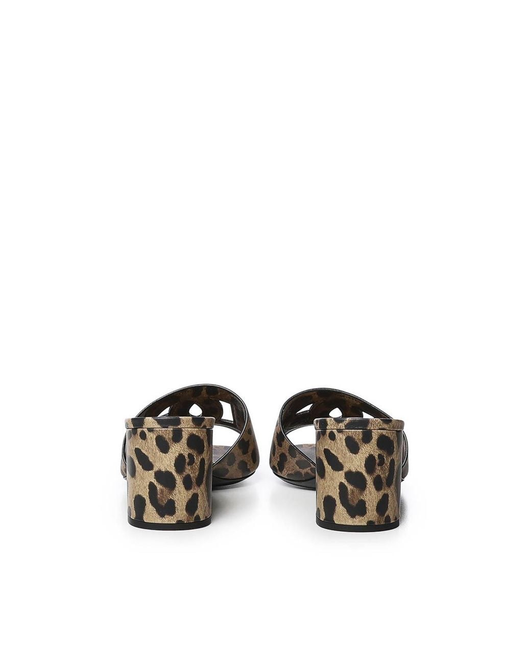 Dolce & Gabbana Natural Leopard Print Leather Mules