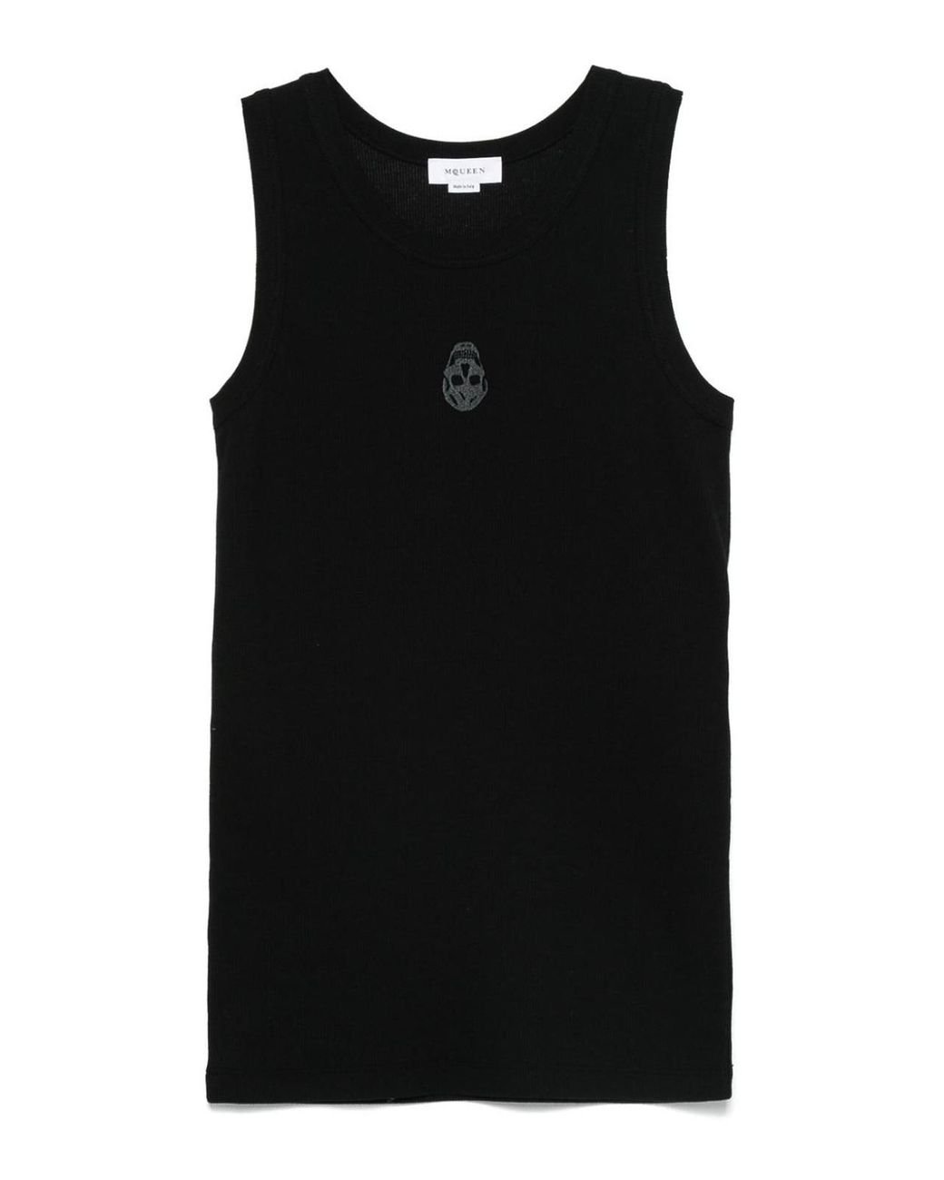 McQueen Black Stretch Cotton Tank Top for men