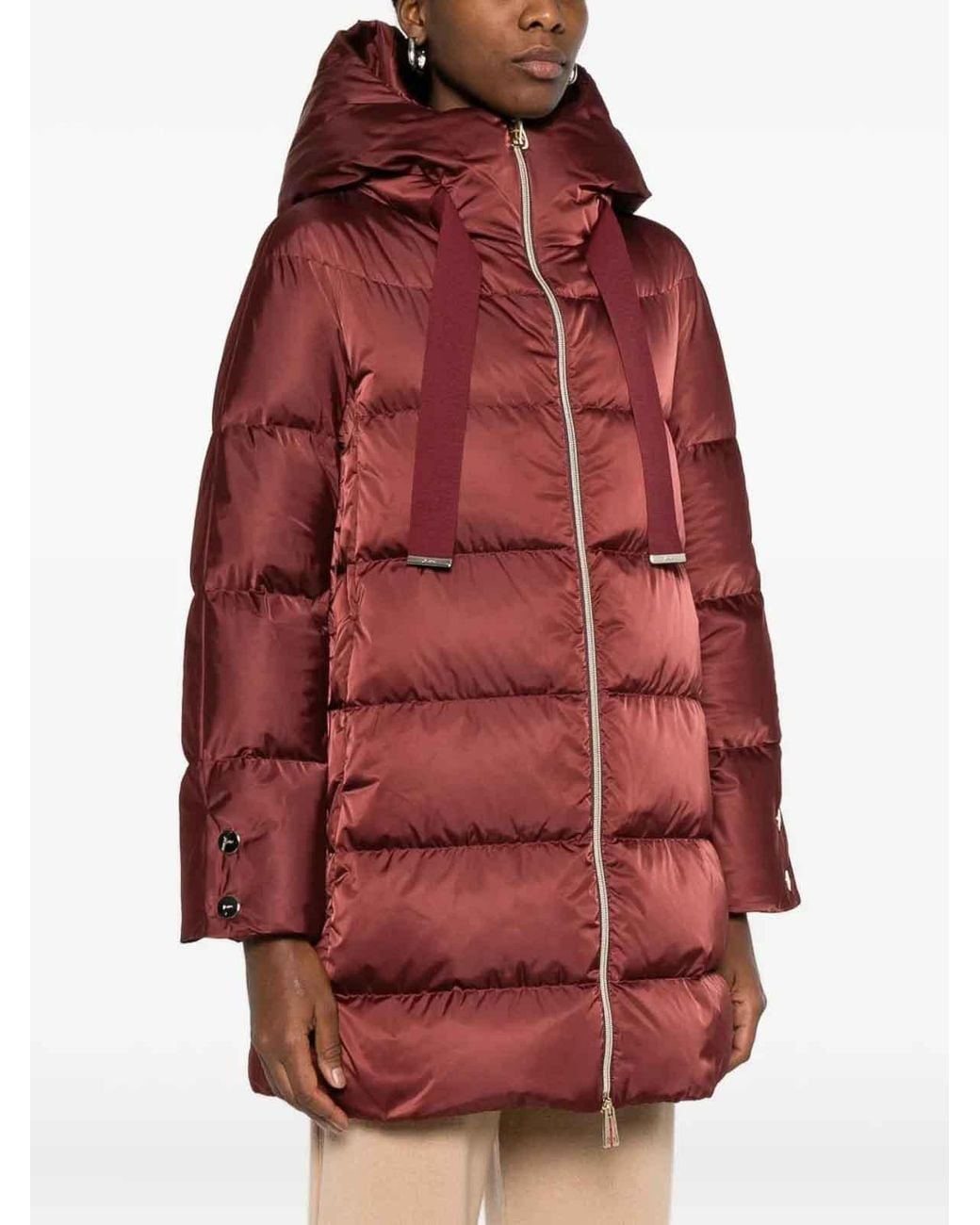 Herno Red Hooded Quilted Coat