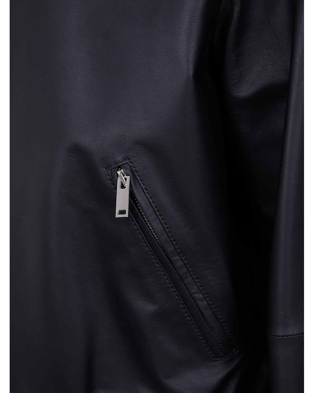 Desa Nineteenseventytwo Black Leather Reversible Bomber Jacket for men