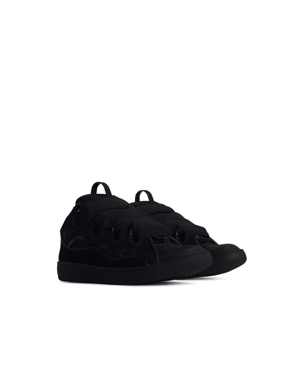 Lanvin Black Leather Low-Top Sneakers for men