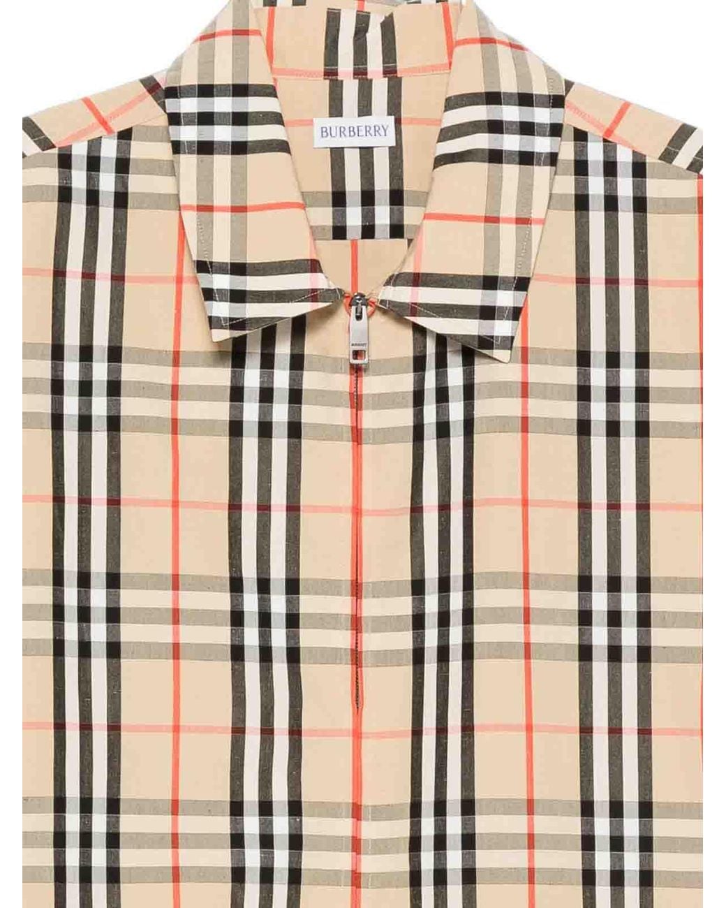 Camicia Con Zip di Burberry in Natural da Uomo