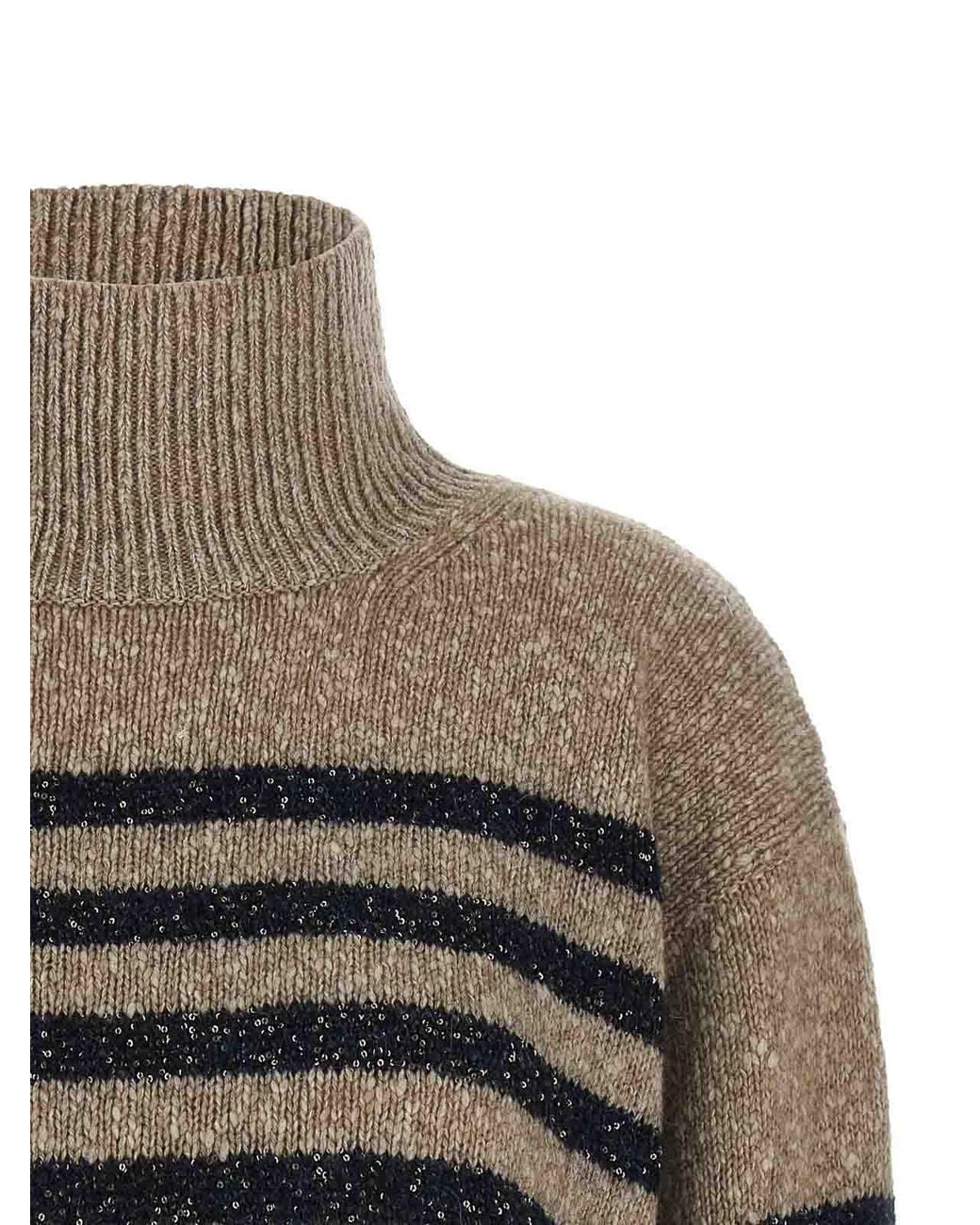 Brunello Cucinelli Gray Dazzling Stripes Jumper
