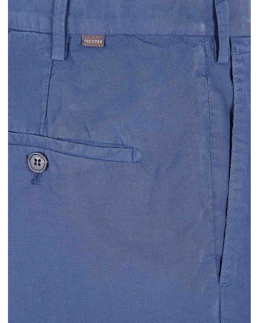 Incotex Blue Coulisse Chino Trousers for men