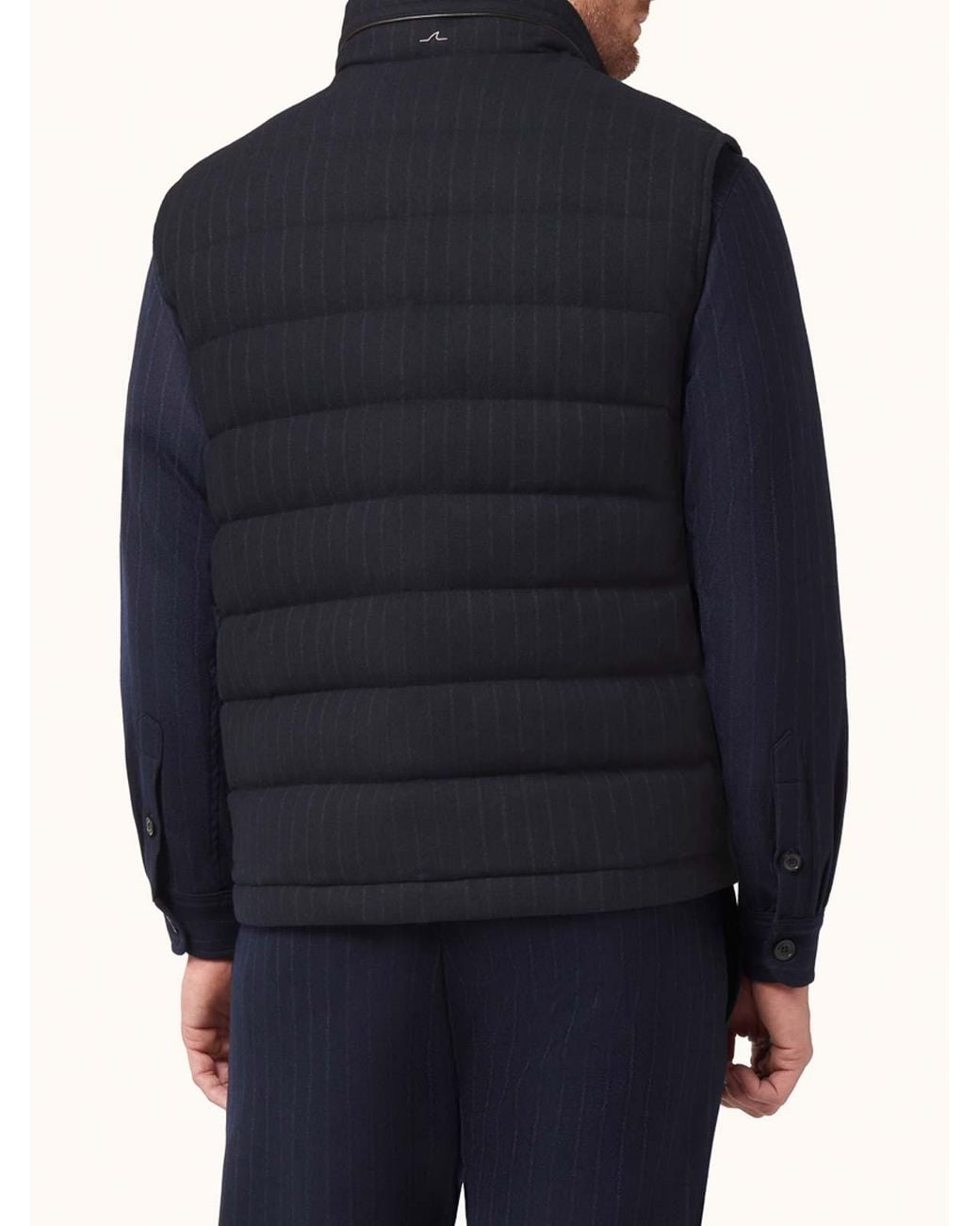 Paul & Shark Blue Quilted Pinstripe Wool Gilet for men