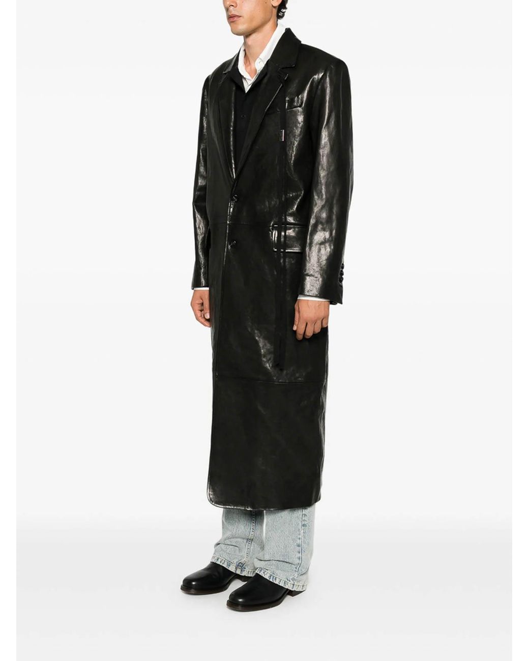 Ann Demeulemeester Black Leather Outerwear for men