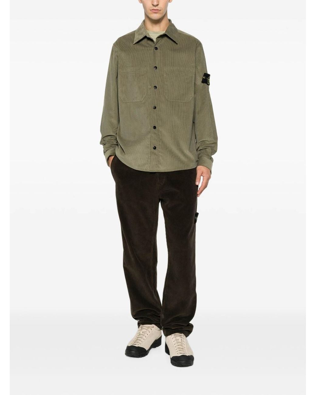 Stone Island Green Corduroy Shirt for men