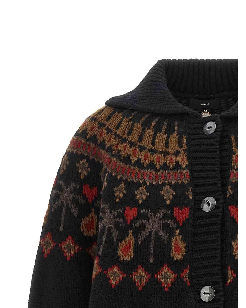 Alanui Black Sweet Winter Virgin Wool Cardigan