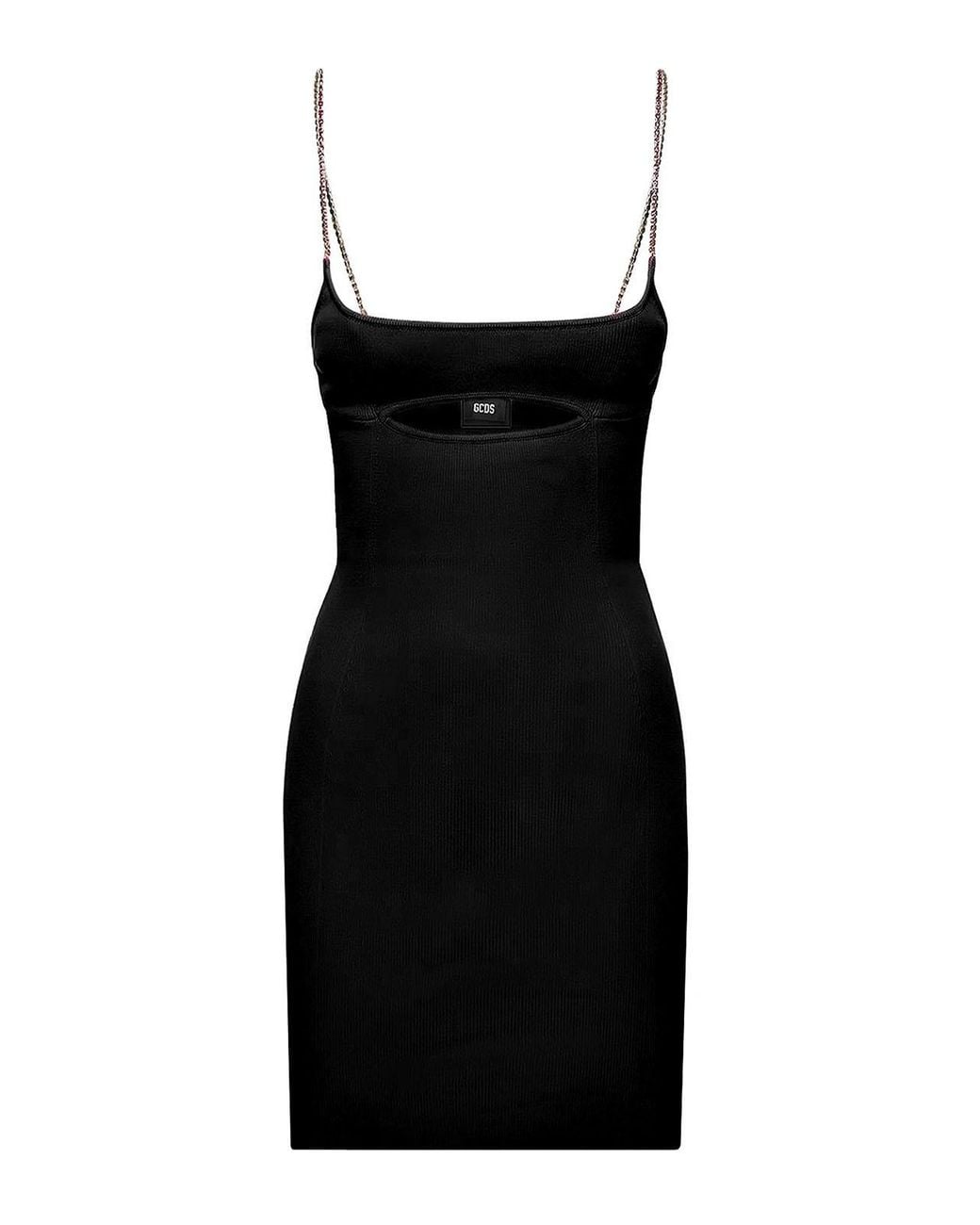 Gcds Black Jersery Dress With Back Logo