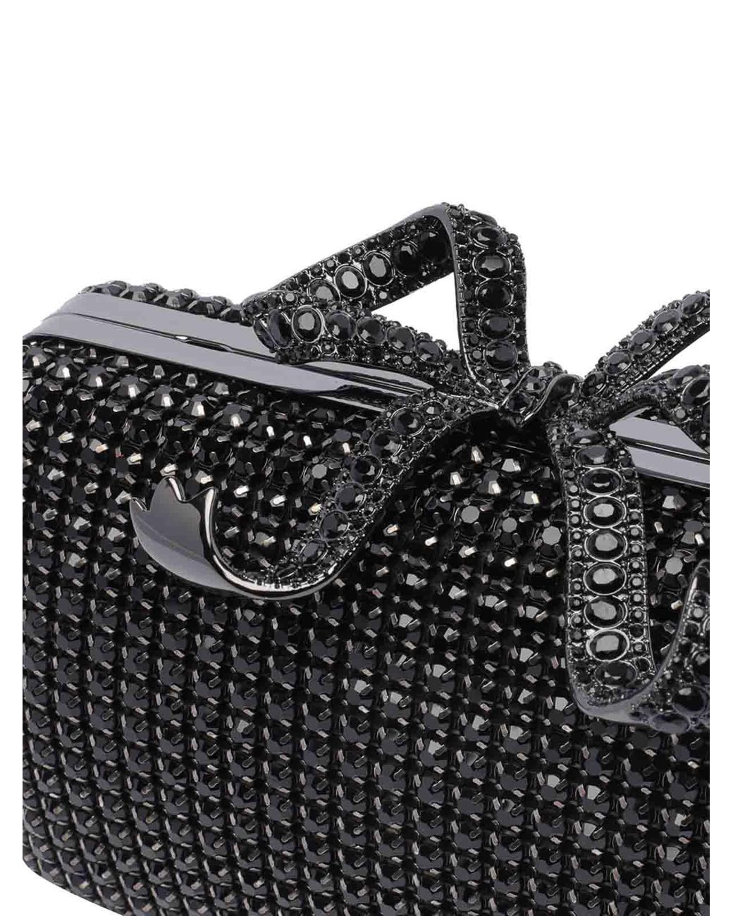 Self-Portrait Black Crystal Box Clutch