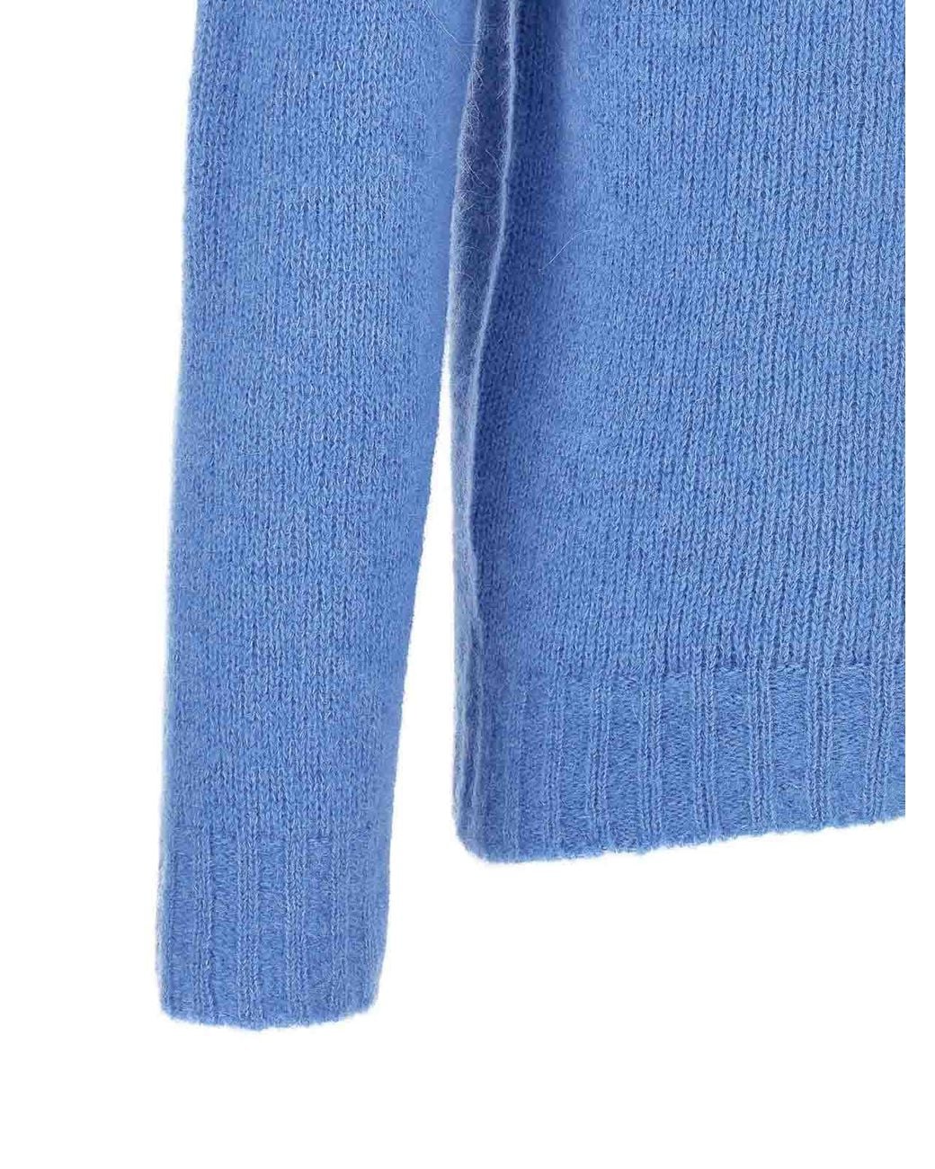 Oliver Lattughi Blue Brushed Alpaca Sweater for men