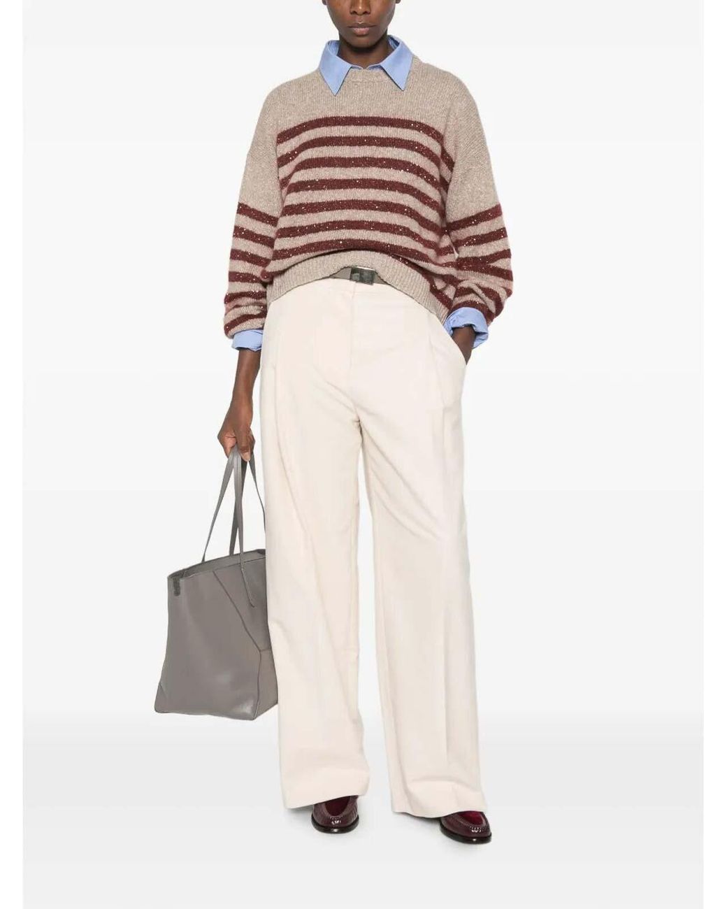 Brunello Cucinelli White Loose Sartorial Trousers