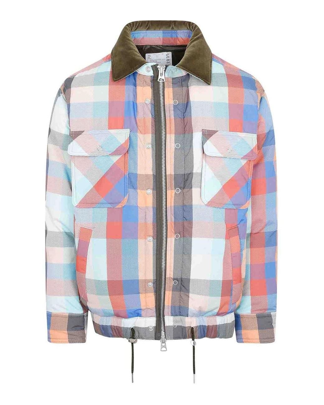 Sacai Blue Plaid Padded Blouson for men