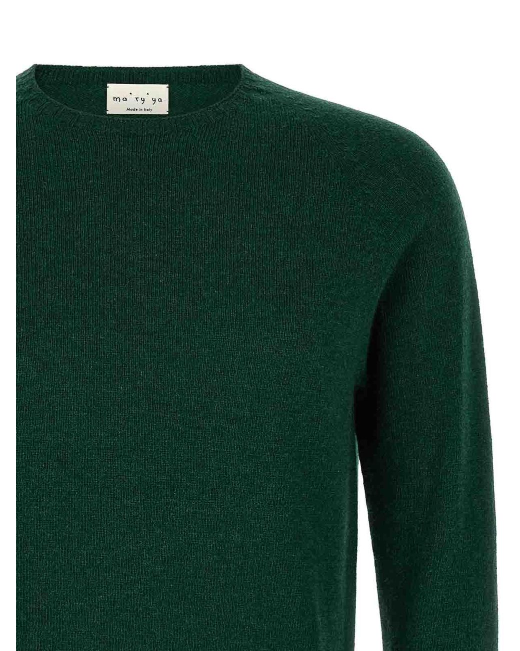 Ma'ry'ya Green Crew-Neck Sweater With Slits for men