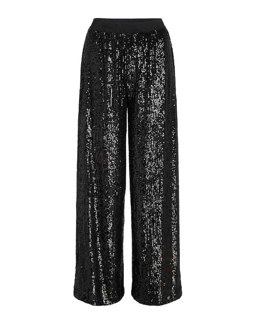 Karl Lagerfeld Black Jersey Fluid Sequin Pants