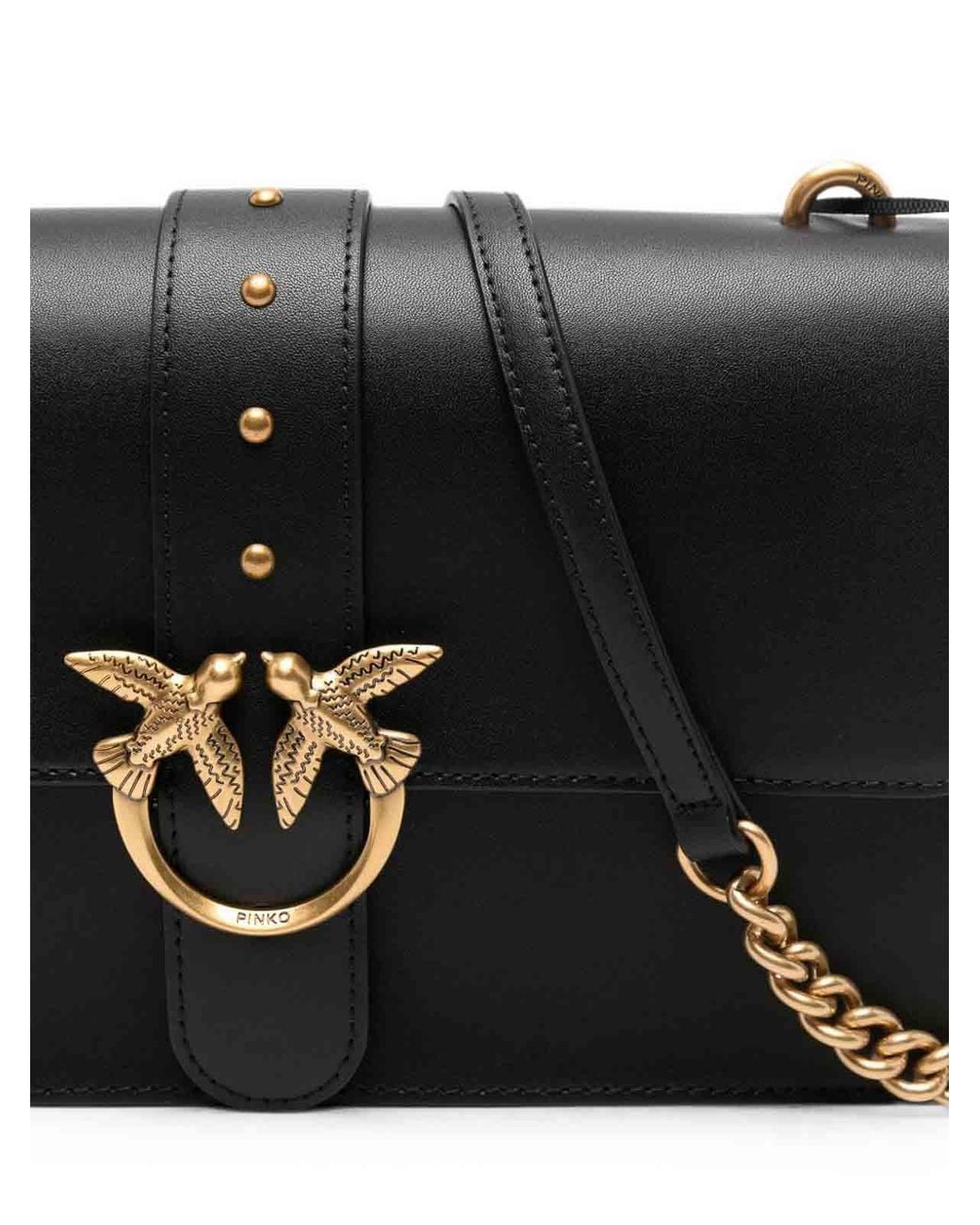 Pinko Black Leather Love One Classic Handbag