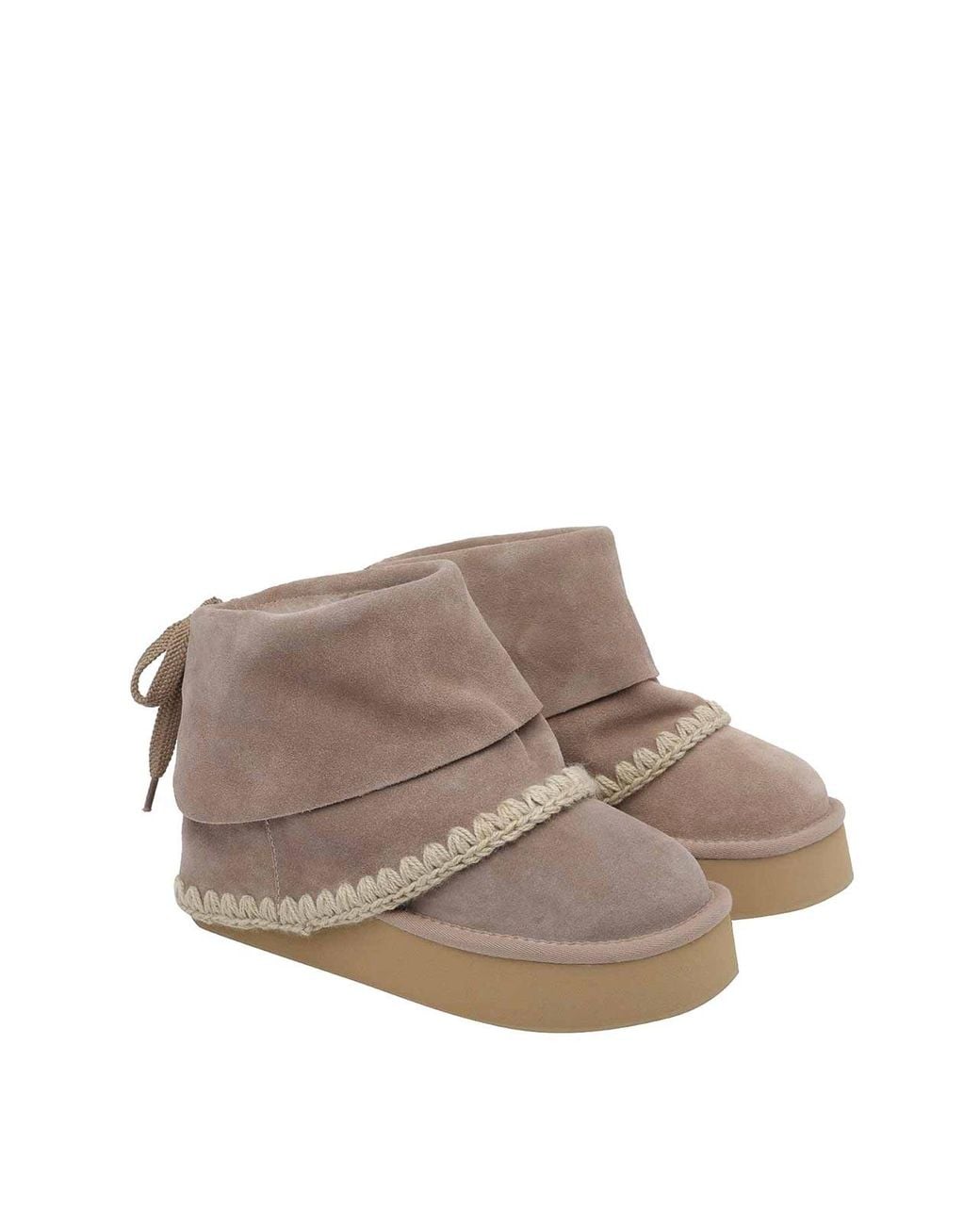 Mou Brown Platform Folding Suede Boots