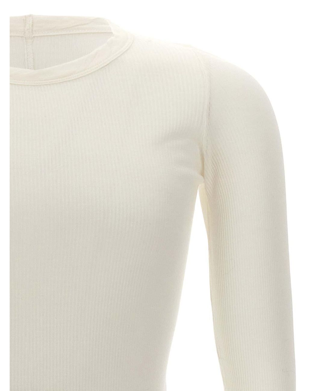 Rick Owens White Rib Ls T' T-Shirt for men