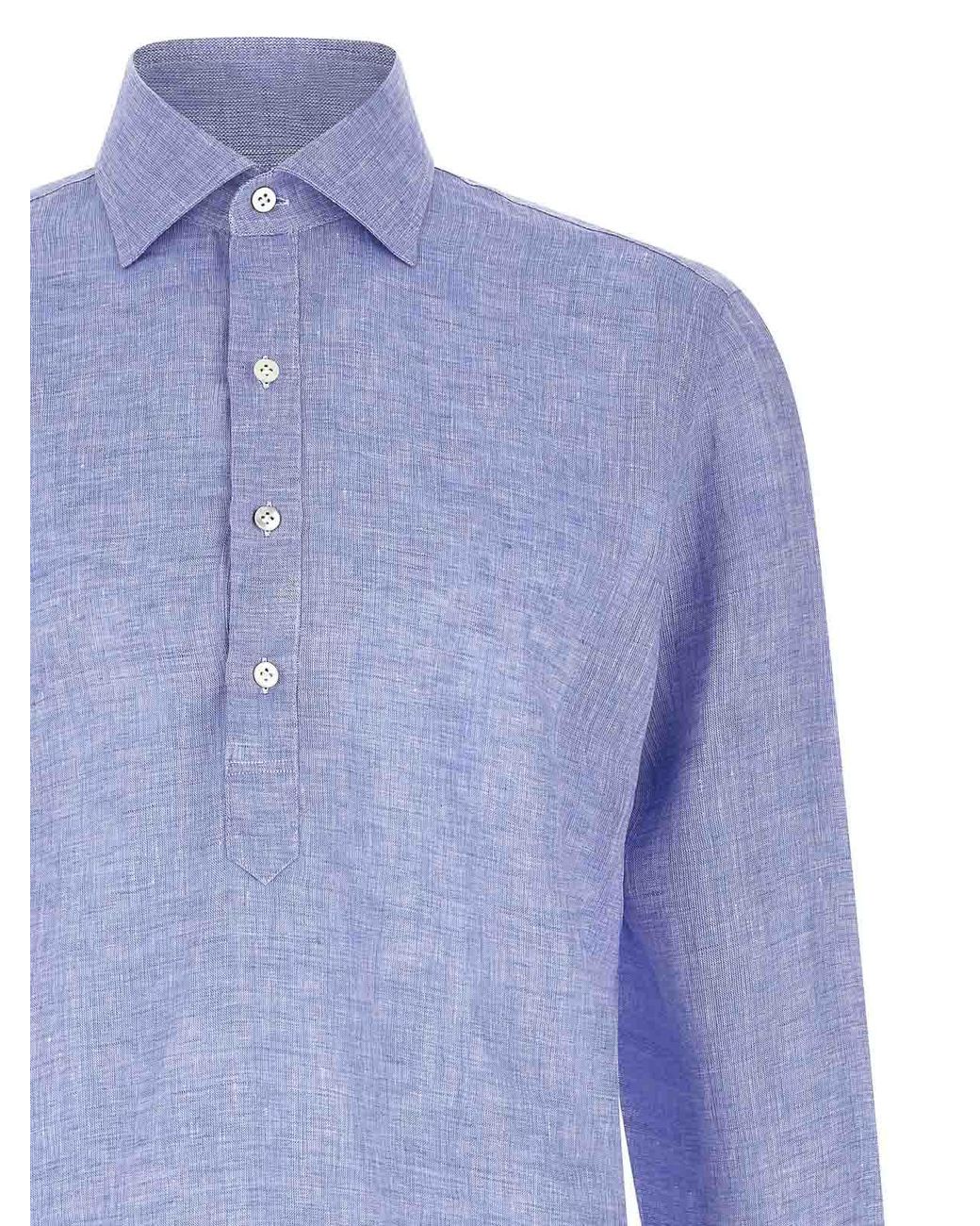 Borriello Blue Linen Blouse for men