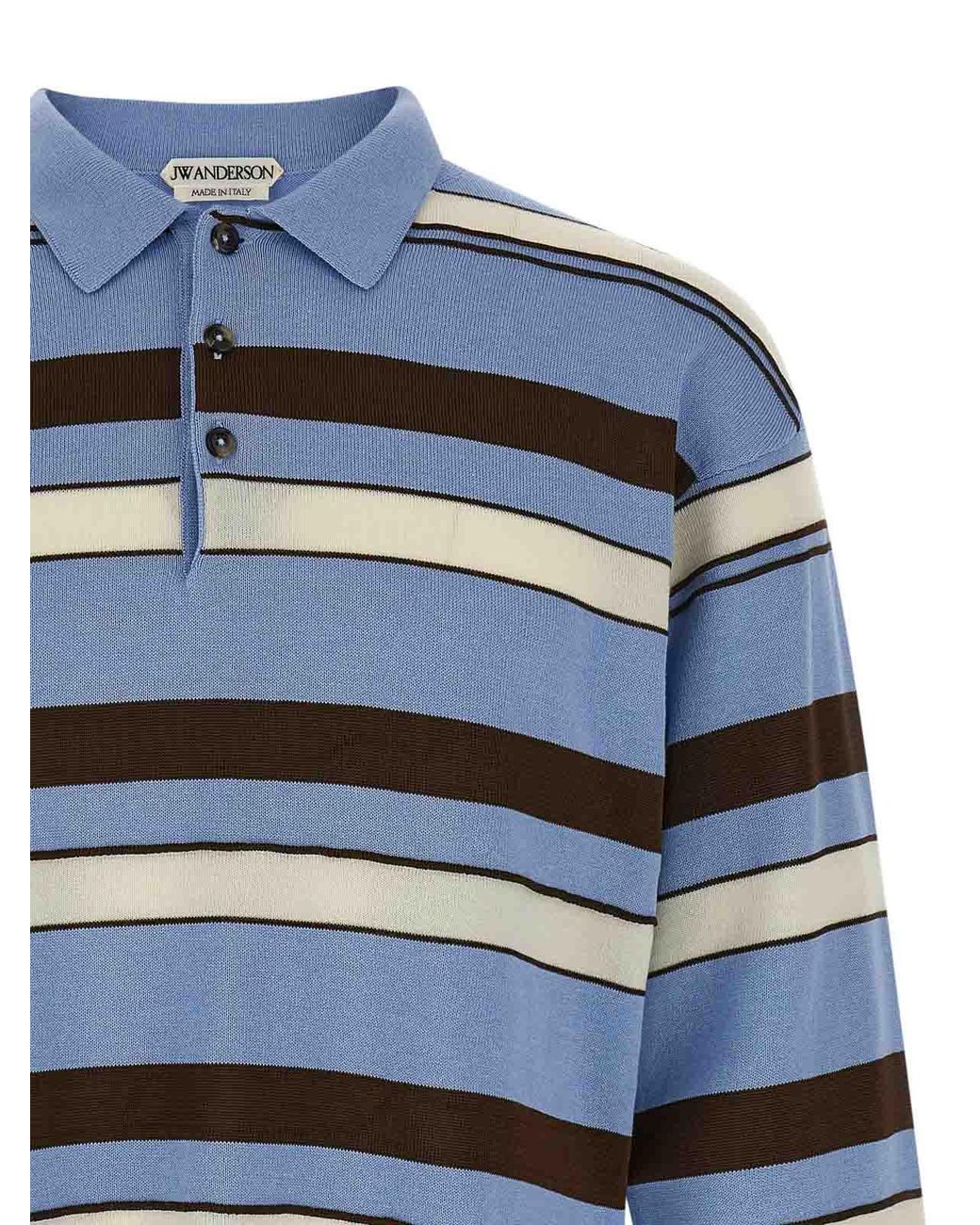 J.W. Anderson Blue Multi Color Logo Striped Polo for men
