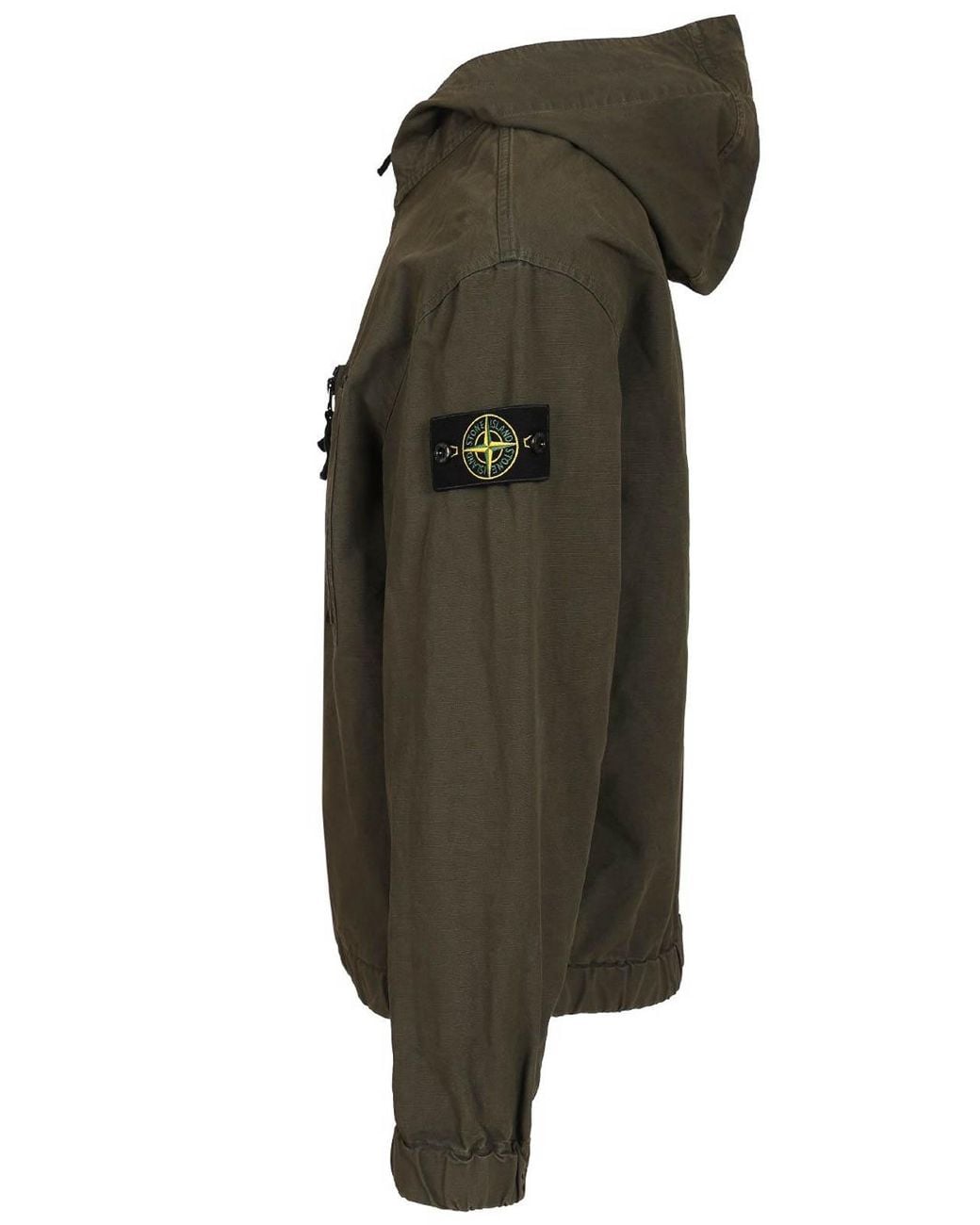 Stone Island Green Organic Cotton Ripstop Hooded Overshirt for men