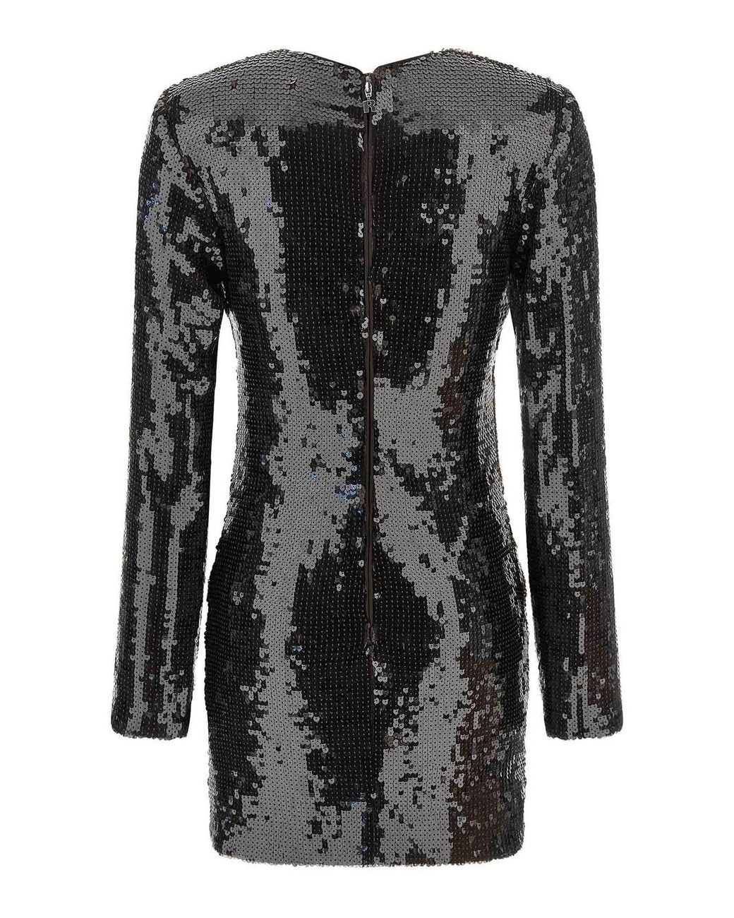 ROTATE BIRGER CHRISTENSEN Black Sequin Dess With Flowe