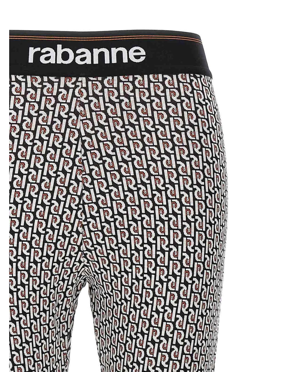 Rabanne Gray Stretch Leggings Monogram Elastic Waistband