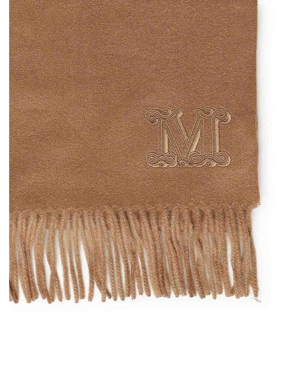 Max Mara Brown Monogram Cashmere Scarf