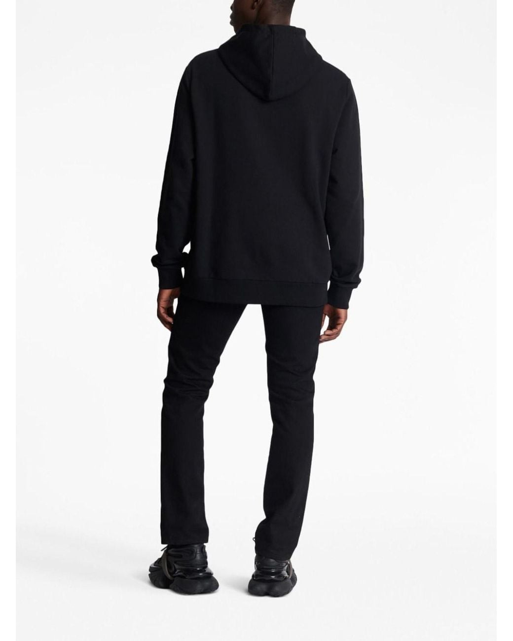 Balmain Black Pierre Label Hoodie, Long Sleeves, , 100% Organic Cotton, Size: Large for men