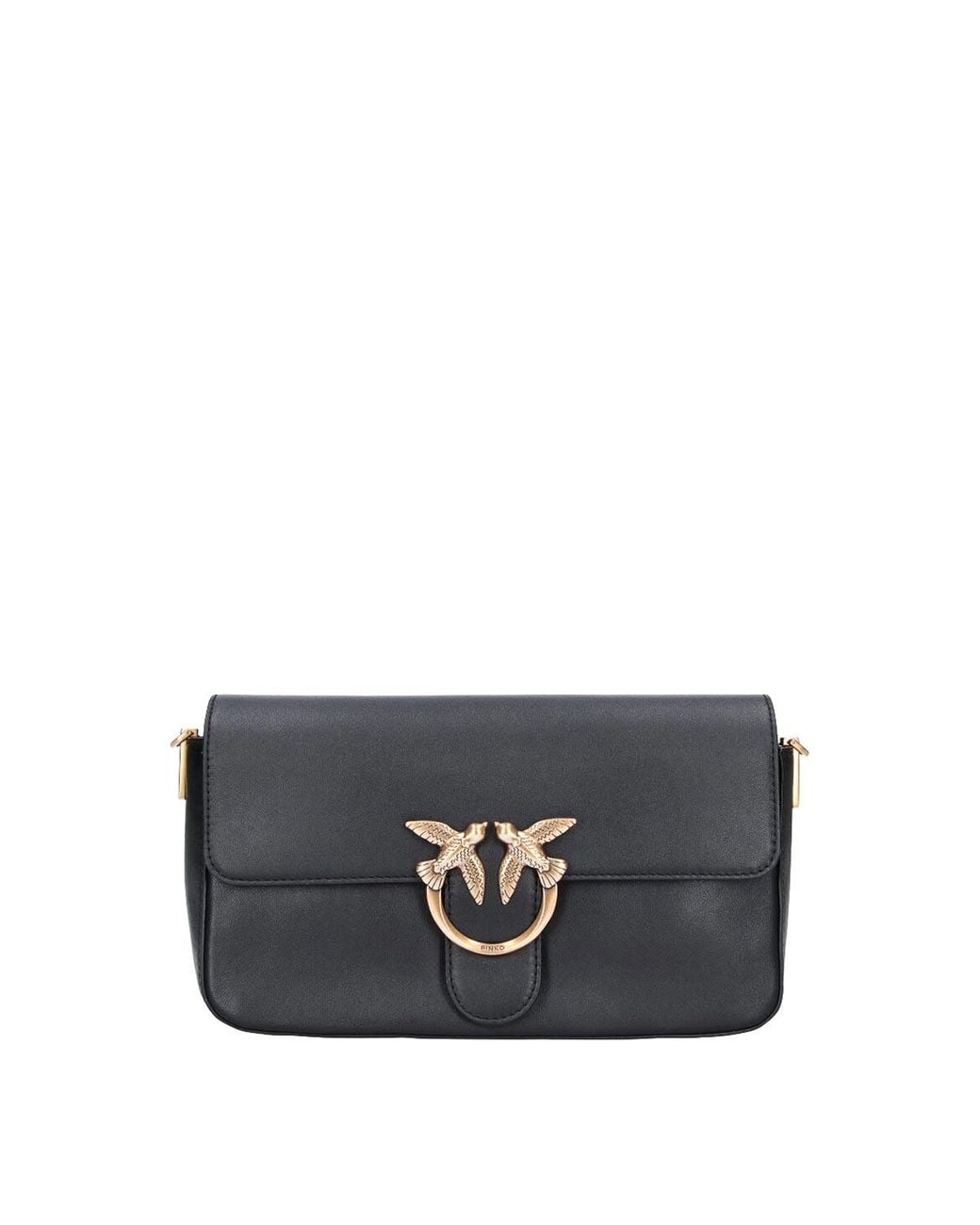 Pinko Gray Leather Shoulder Bag