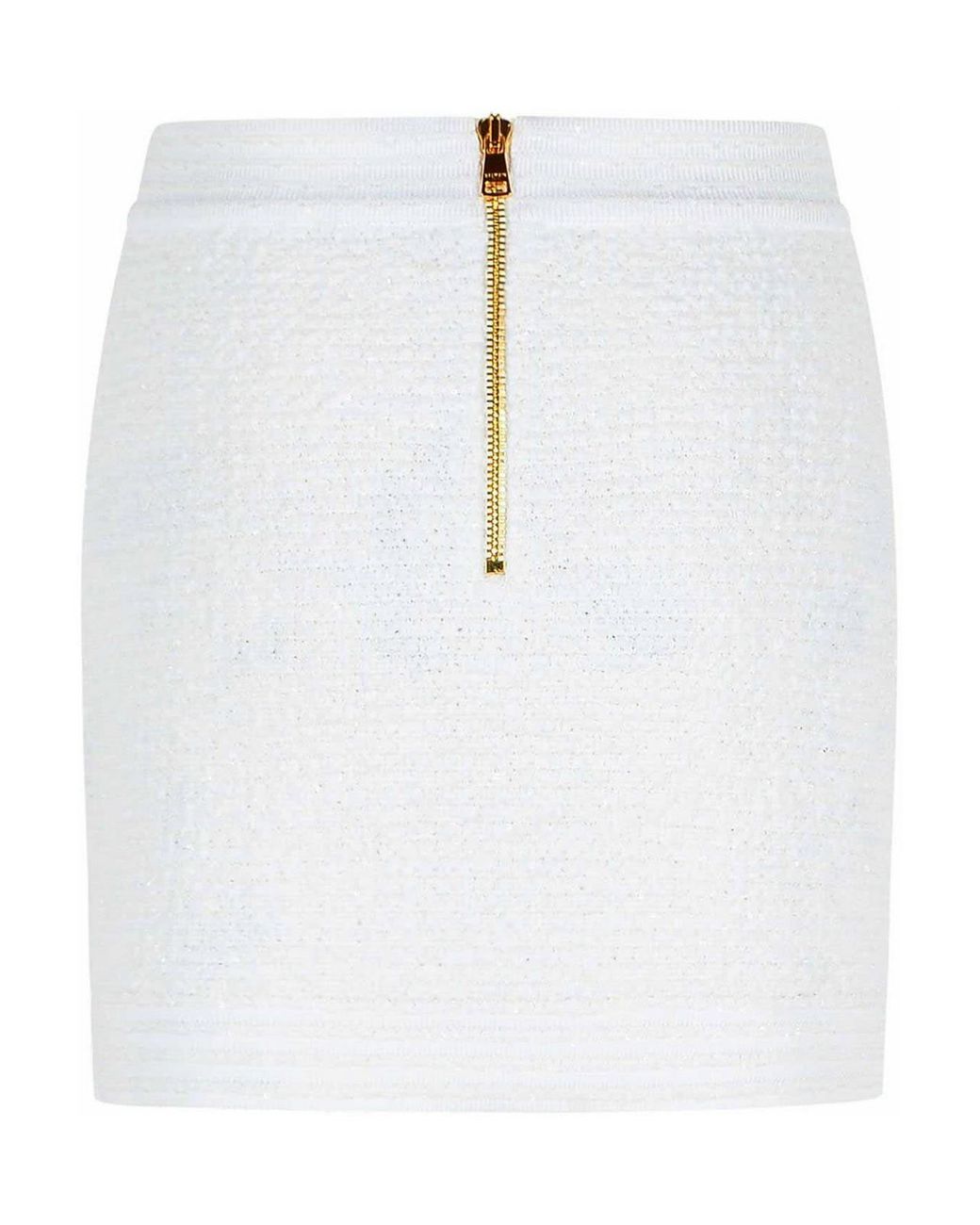Balmain White Cotton Blend Miniskirt