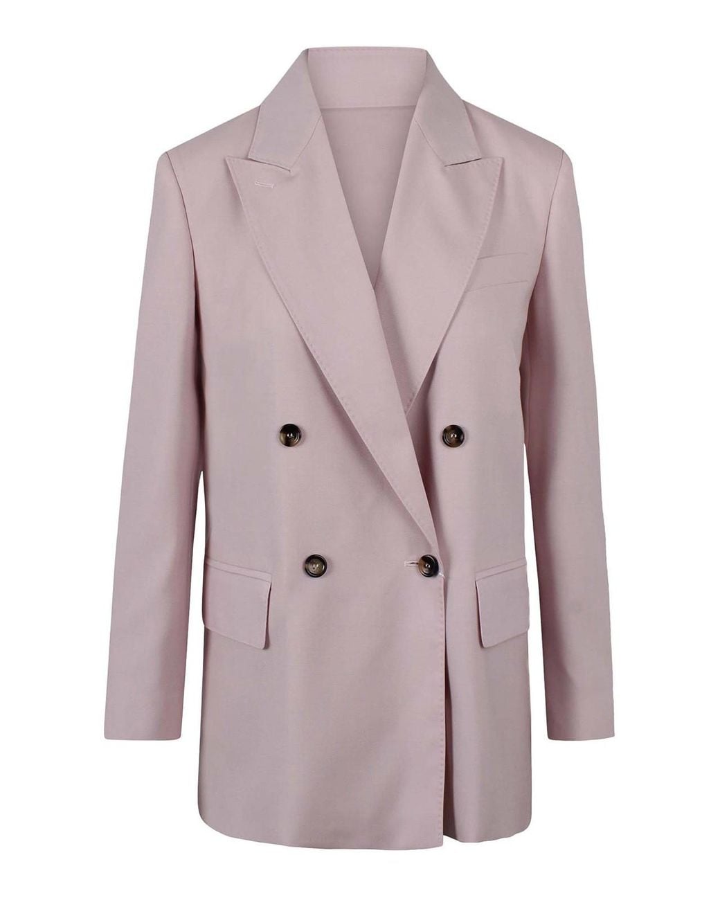 Max Mara Pink Double-Breasted Wool Blazer