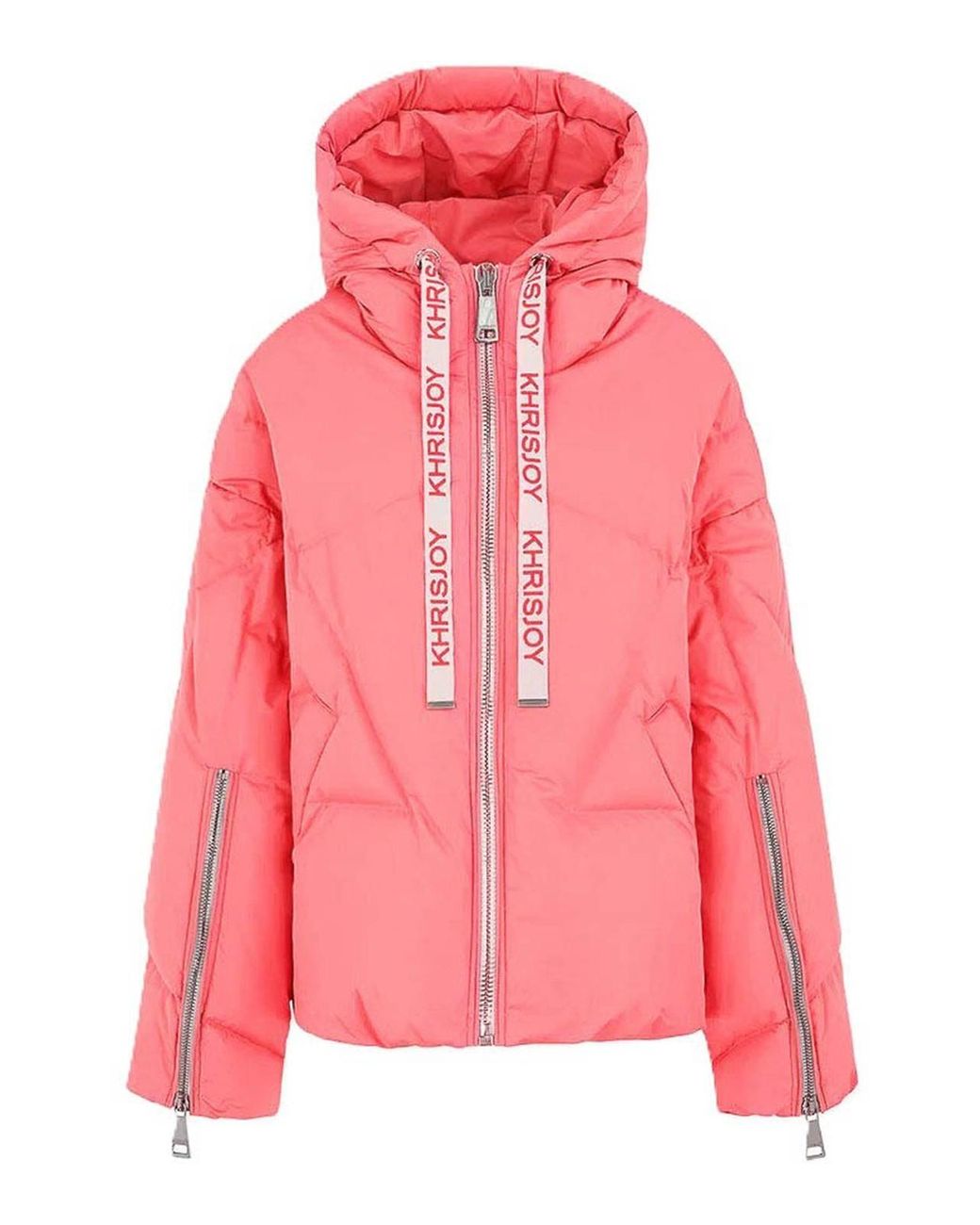 Khrisjoy Pink Hooded Zip-Up Quilted Jacket