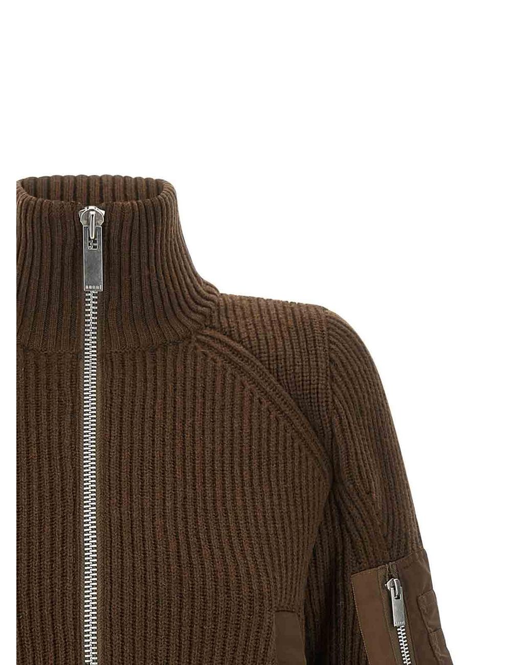 Sacai Brown Nylon Twill X Wool Knit' Blouson