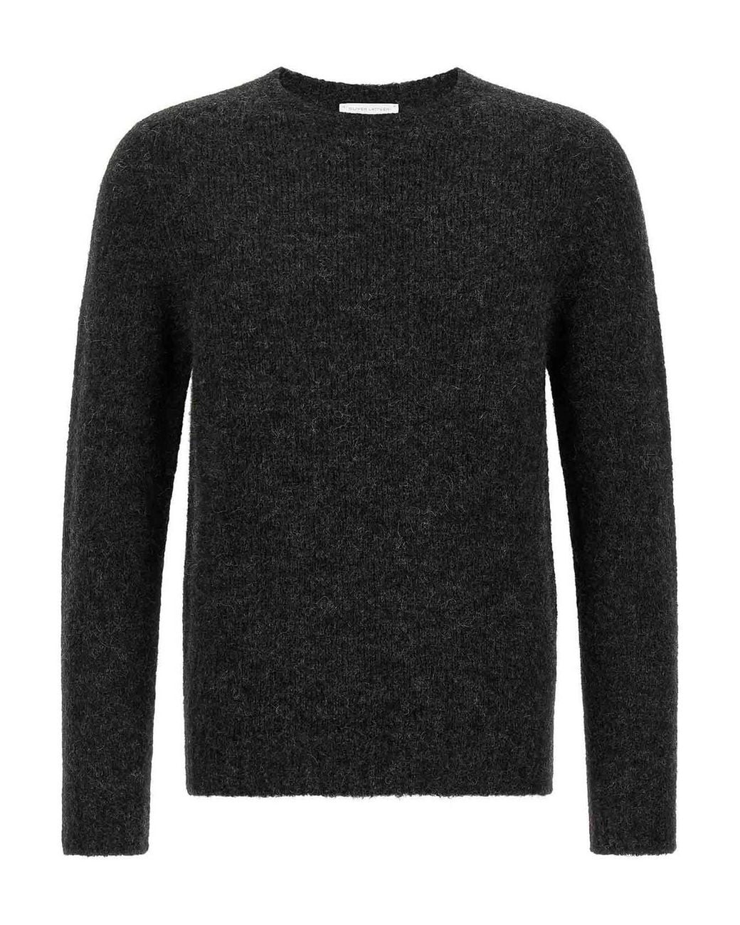 Oliver Lattughi Black Brushed Alpaca Sweater for men