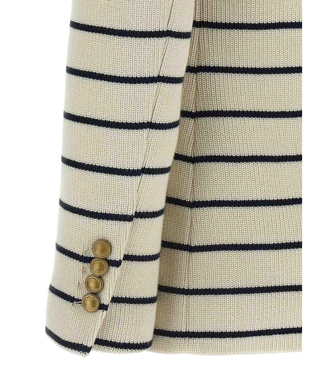Brunello Cucinelli Gray Striped Sweater Blazer
